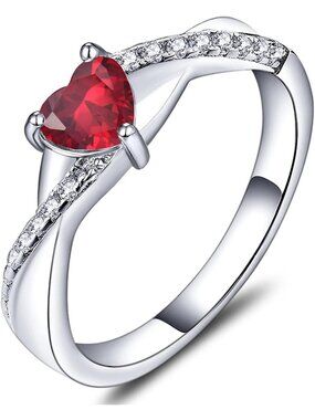 925 Sterling Silver Heart Cut Birthstone Infinity Engagement Ring for Women